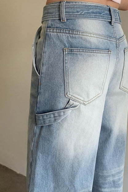 Vintage Blue Distressed Straight Jeans