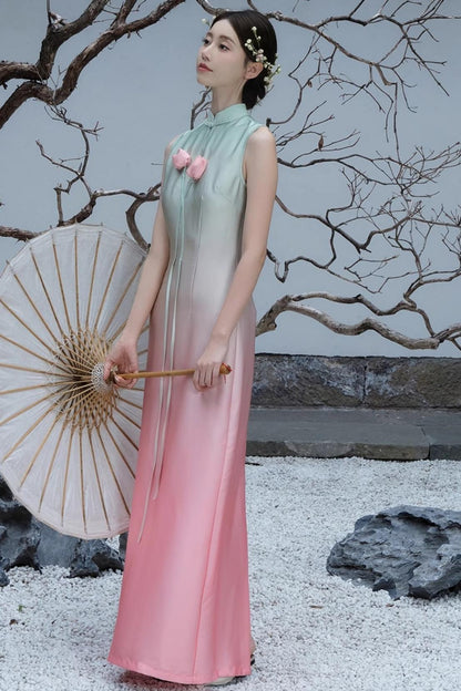 Romantic Floral Cheongsam Dress