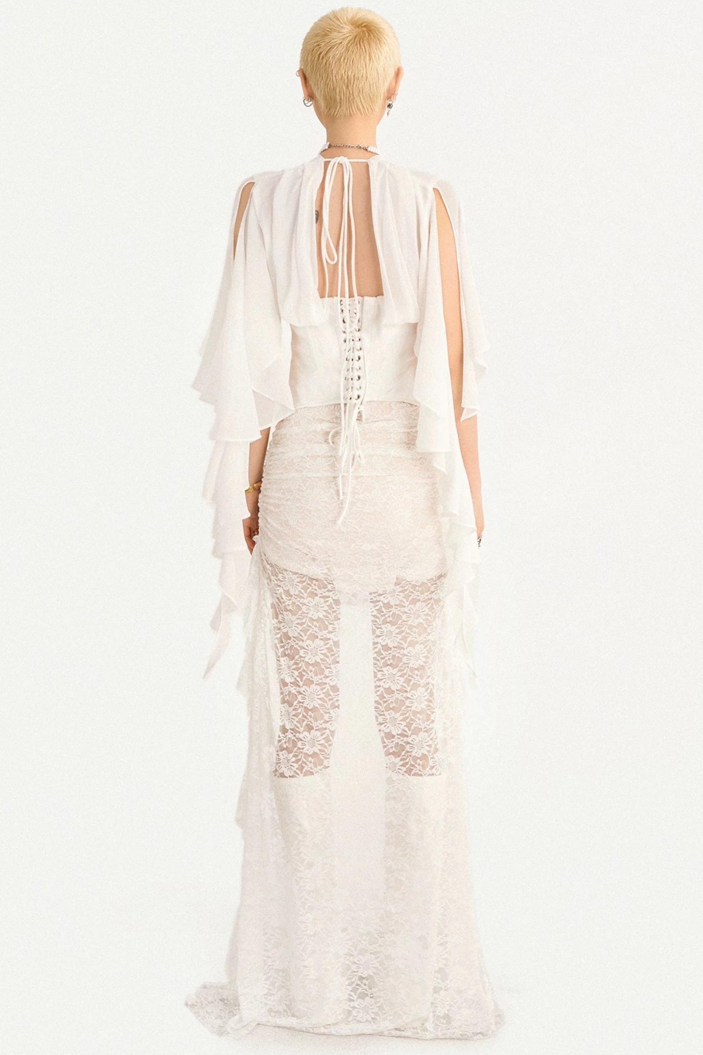 Irregular Lace Ribbon Skirt