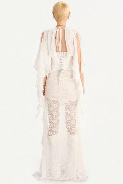 Irregular Lace Ribbon Skirt
