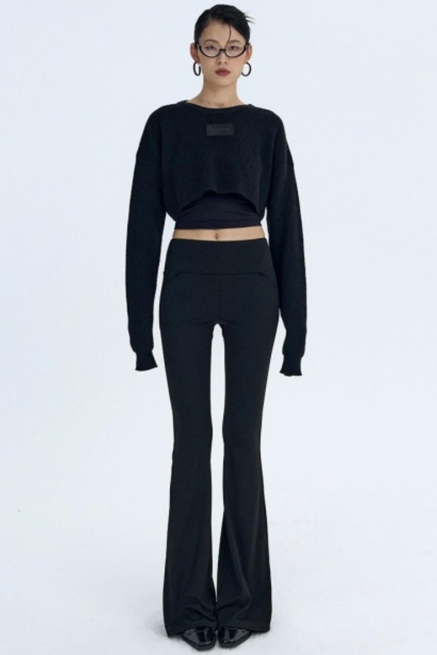 Black Fleece Flared Pants