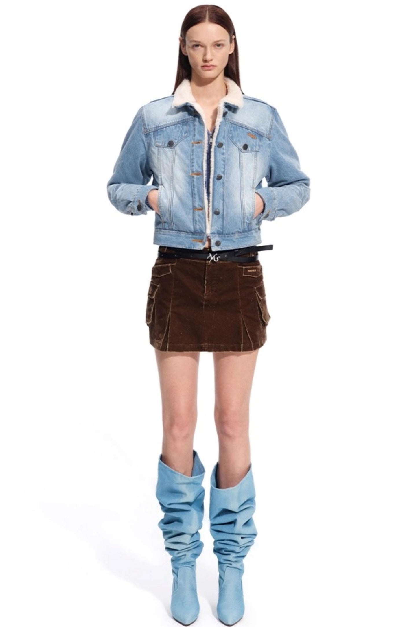 Low-Waisted Hip-Hugging Denim Skirt