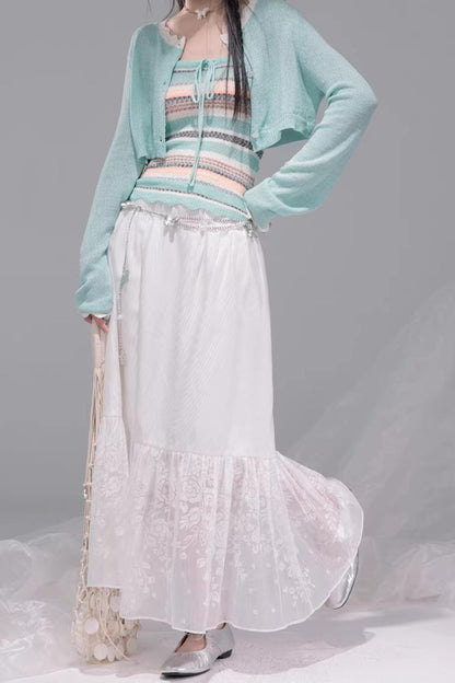 Coconut Breeze Striped Cardigan Set