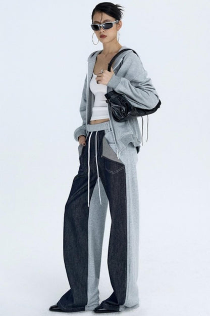 Color-Blocked Denim Sweatpants