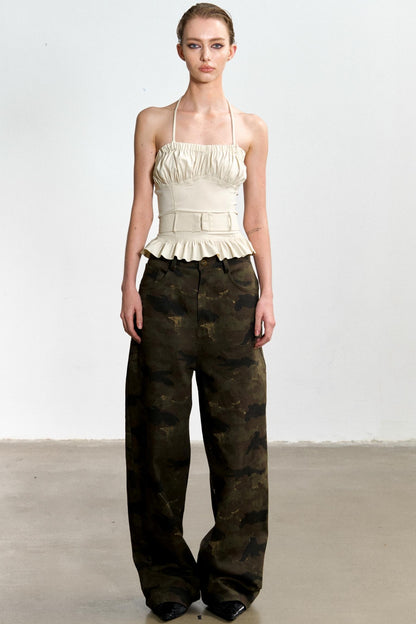 Vintage Camouflage Wide-Leg Jeans