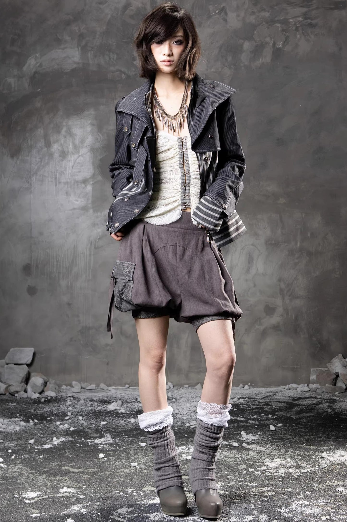 Denim Patchwork Striped Jacket