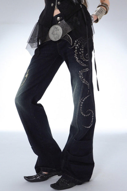 Vintage Straight Bootcut Distressed Jeans