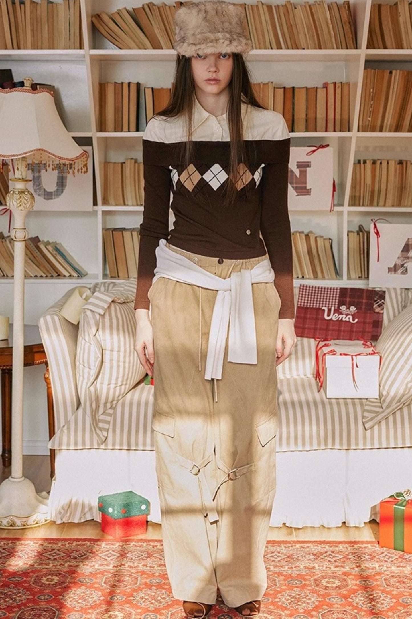 Khaki Fleece-Lined Cargo Pants