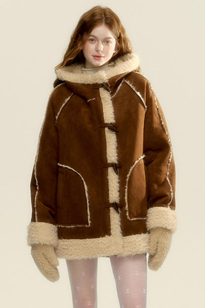 Integrated Horn-Button Brown Jacket