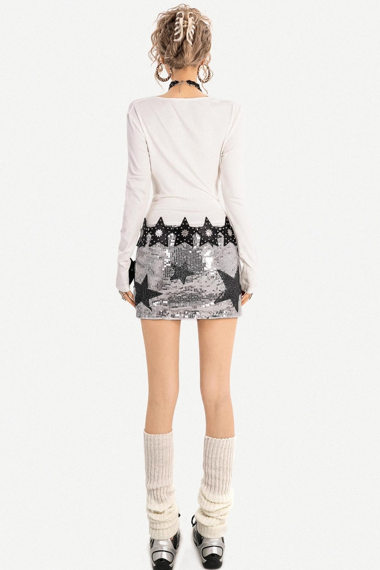 Y2K Metallic Sequin Mini Skirt