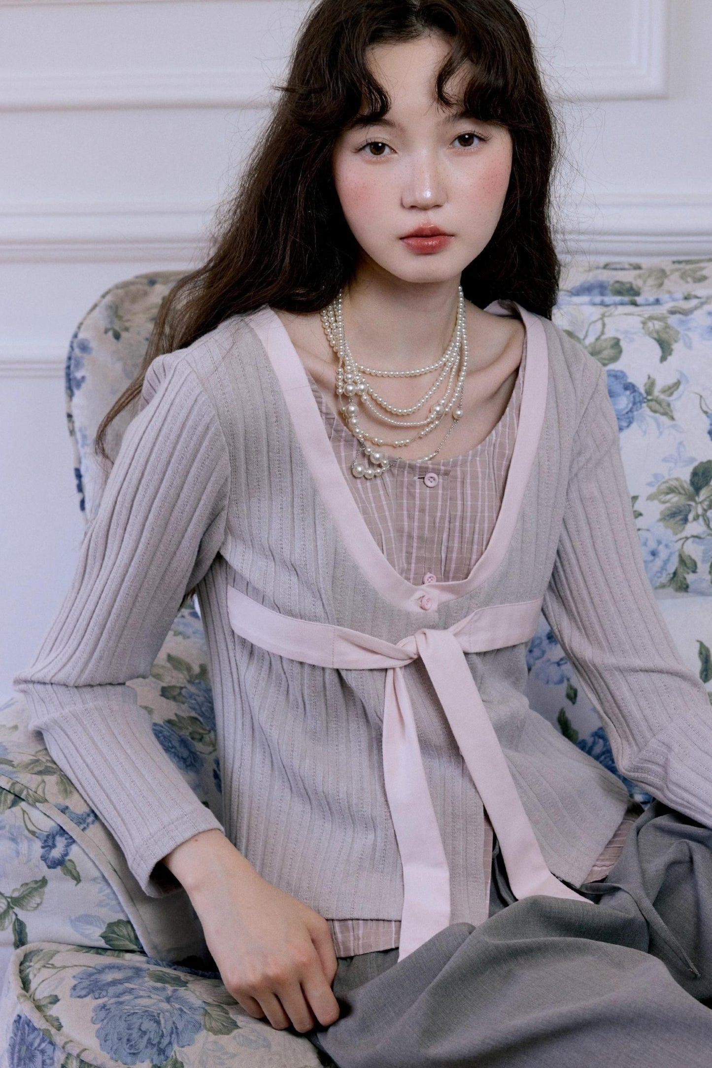 Fake Two-Piece Knitted Shirt Top