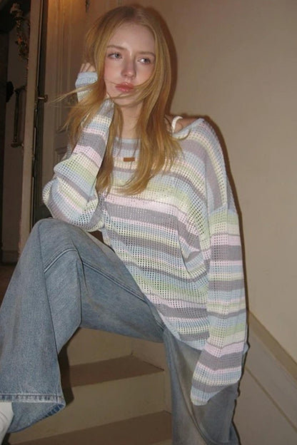 Rainbow Waves Knit Sweater