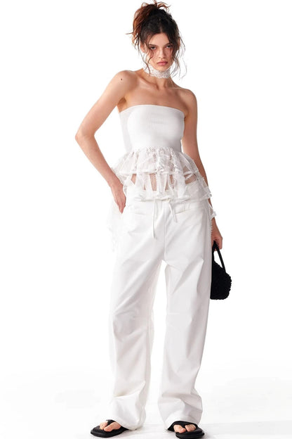 Summer Slim Ruffle Lace Top