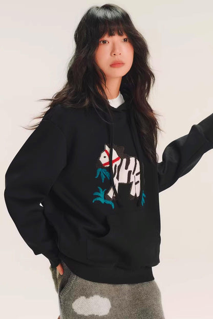 Color-Block Embroidered Hoodie