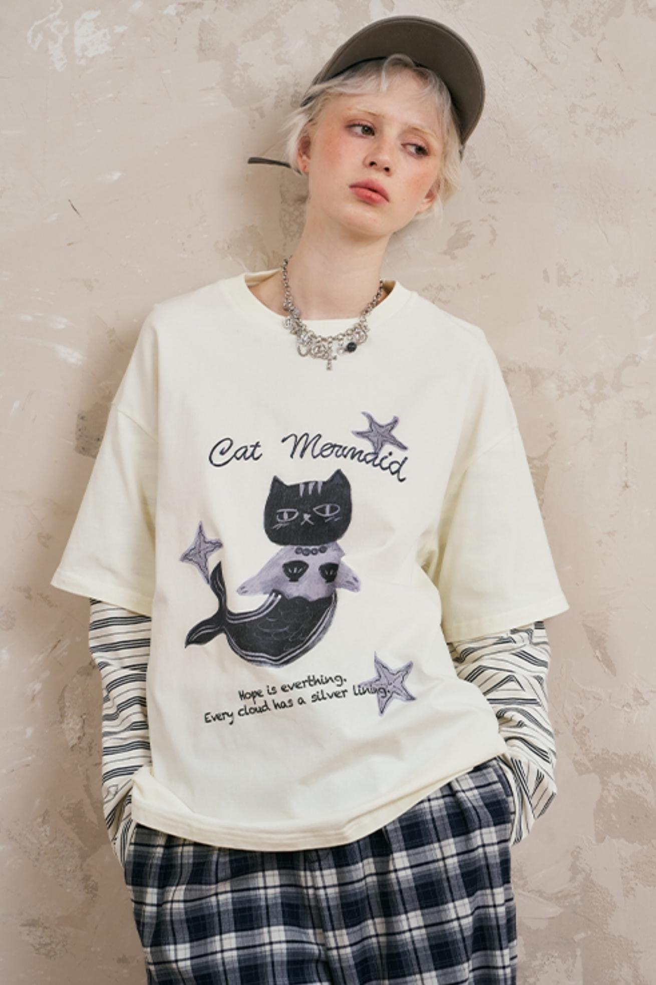 Mermaid Cat Layered T-Shirt