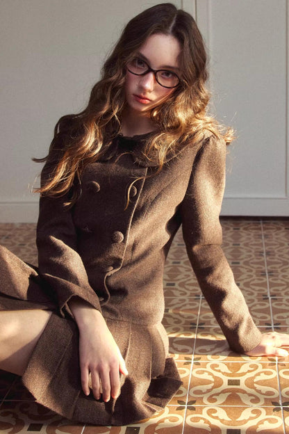 Retro Houndstooth Pleated Dress