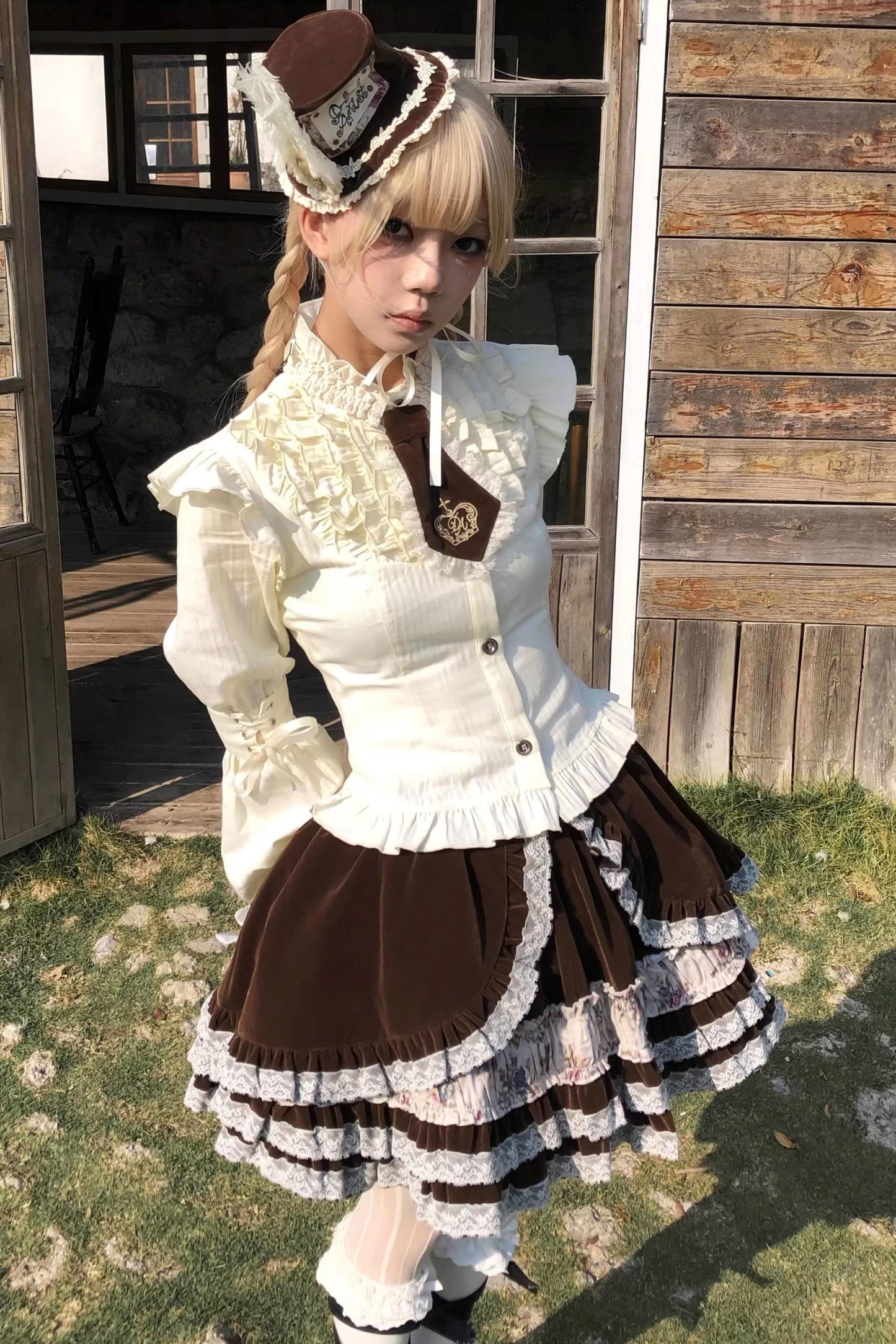 Beige Lace Trim Shirt