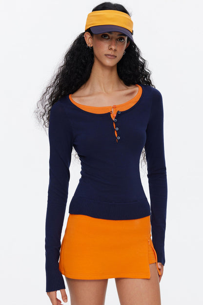 Lyocell Tencel Color-Blocked Sweater