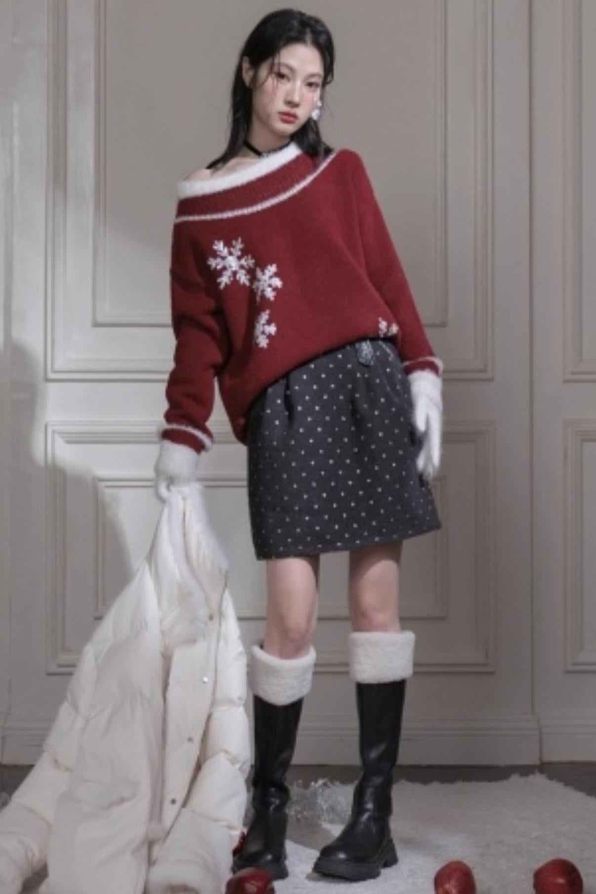 Snowflake Sequin Pullover Sweater