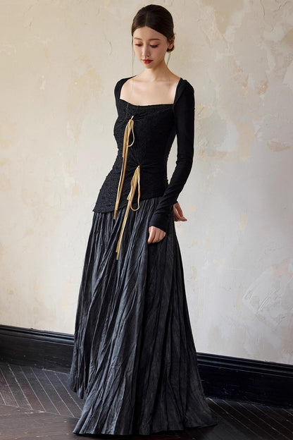 Black Square Basic Pullover Top