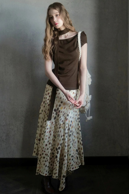 Artistic Polka Dot Asymmetrical Skirt