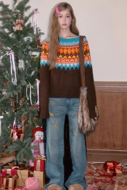 Brushed Fair Isle Winter Sweater