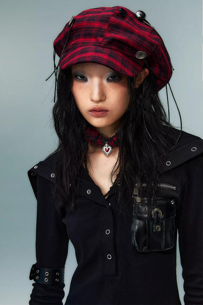 Red Vintage Newsboy Hat