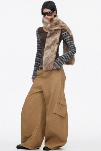Distressed Wide-Leg Cargo Pants