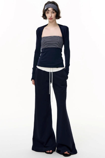 Flared Cotton Wide-Waisted Sweatpants