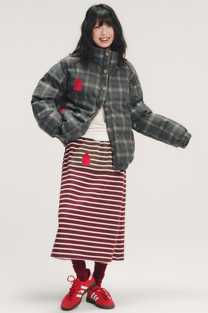 Colorful Embroidery Plaid Jacket