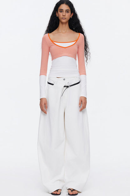 V-Neck Color-Blocked T-Shirt