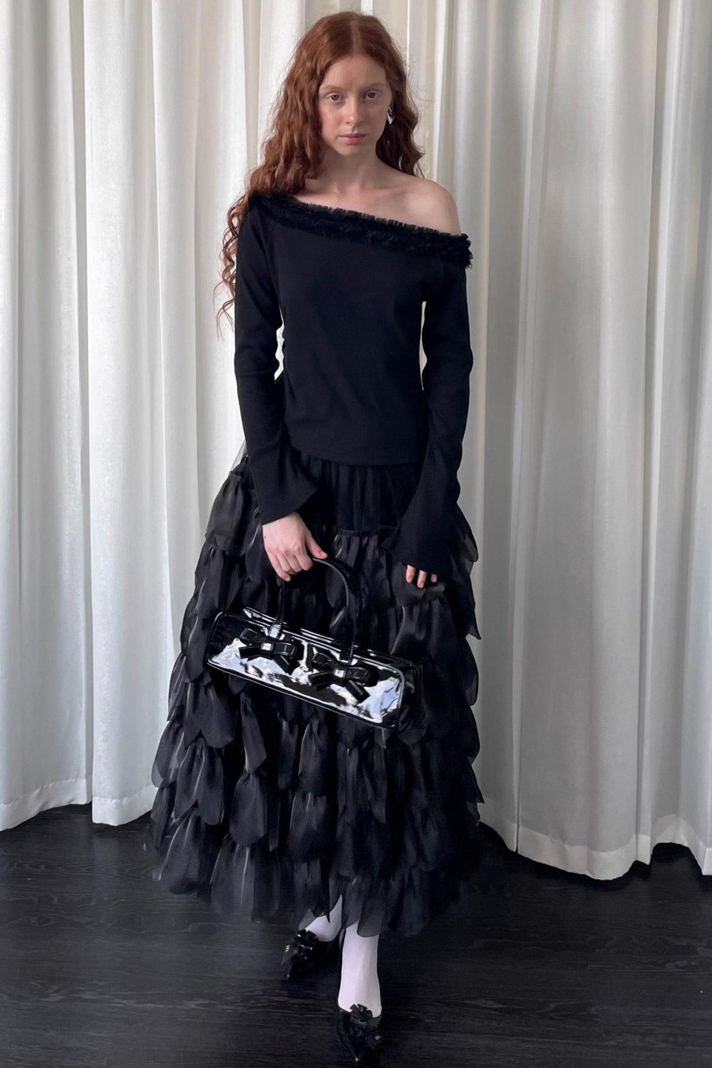 Black Lace Knitted Sweater