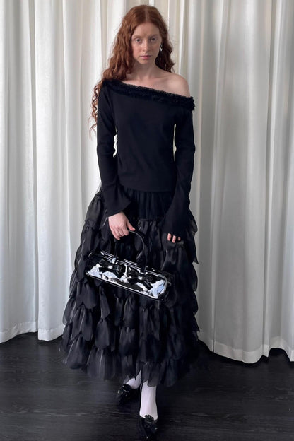 Black Lace Knitted Sweater