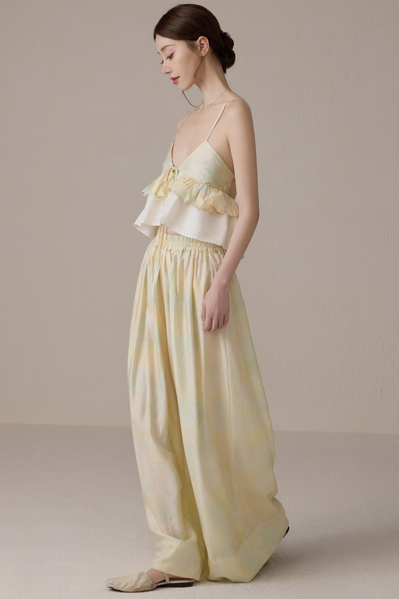 Romantic V-Neck Color Block Top