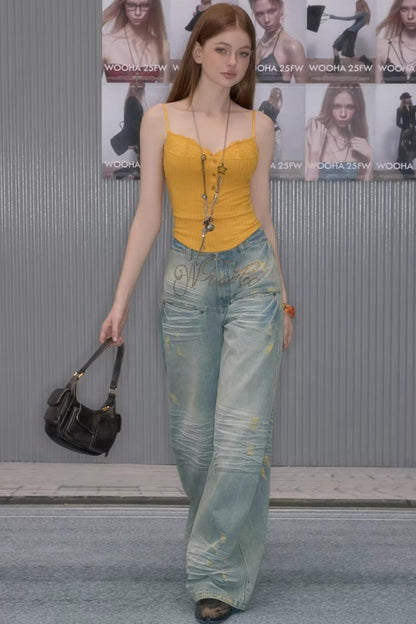 Vintage Washed Rhinestone Jeans