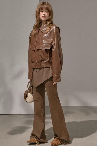 Patchwork Irregular Flared Pants