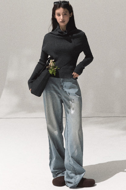 Moonlit Pit Strip Wool Knit Sweater