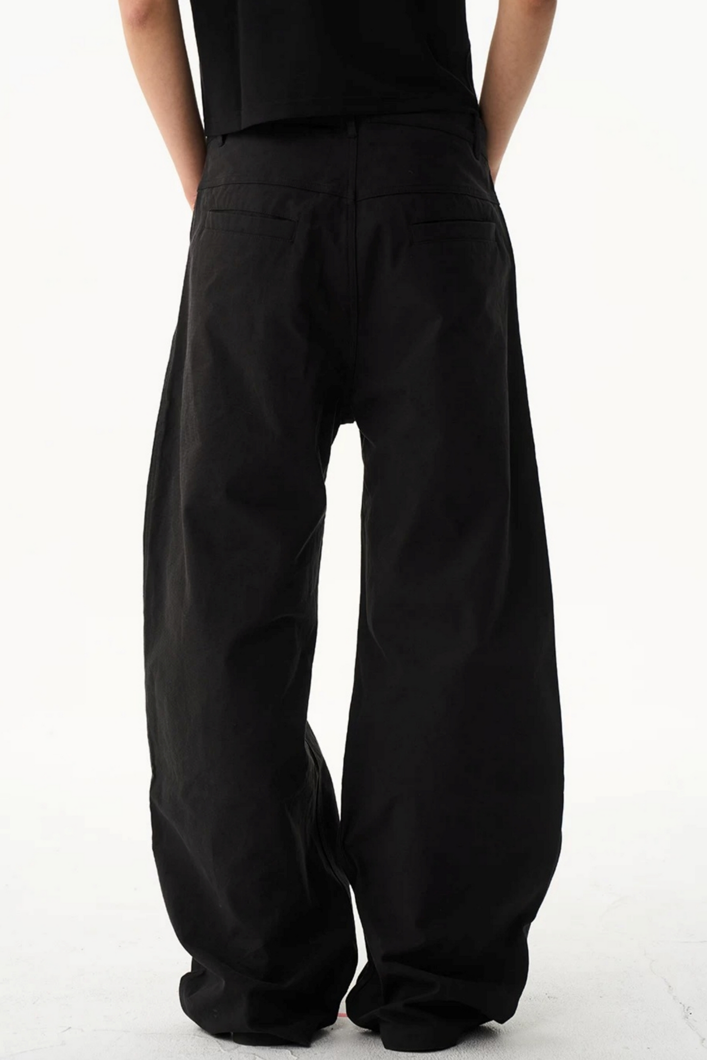 Leather Trim Straight-Leg Pants