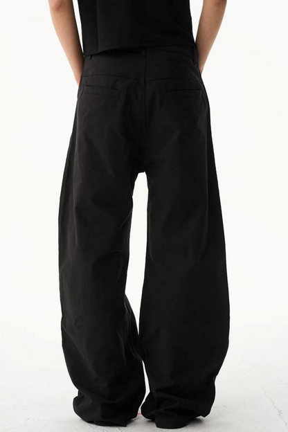 Leather Trim Straight-Leg Pants