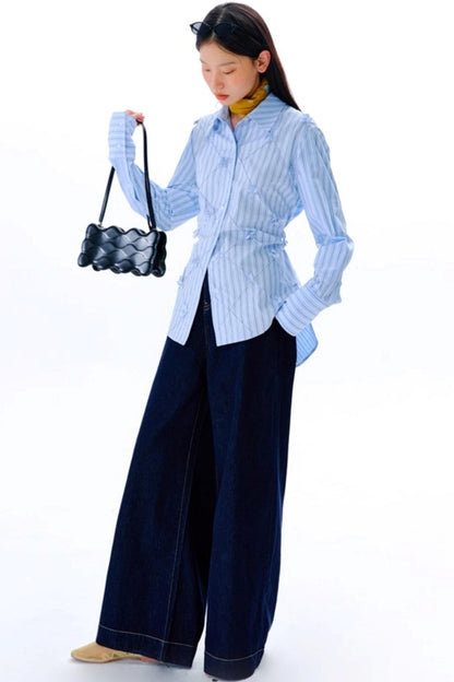 Mandao Flower Vine Striped Diamond Shirt