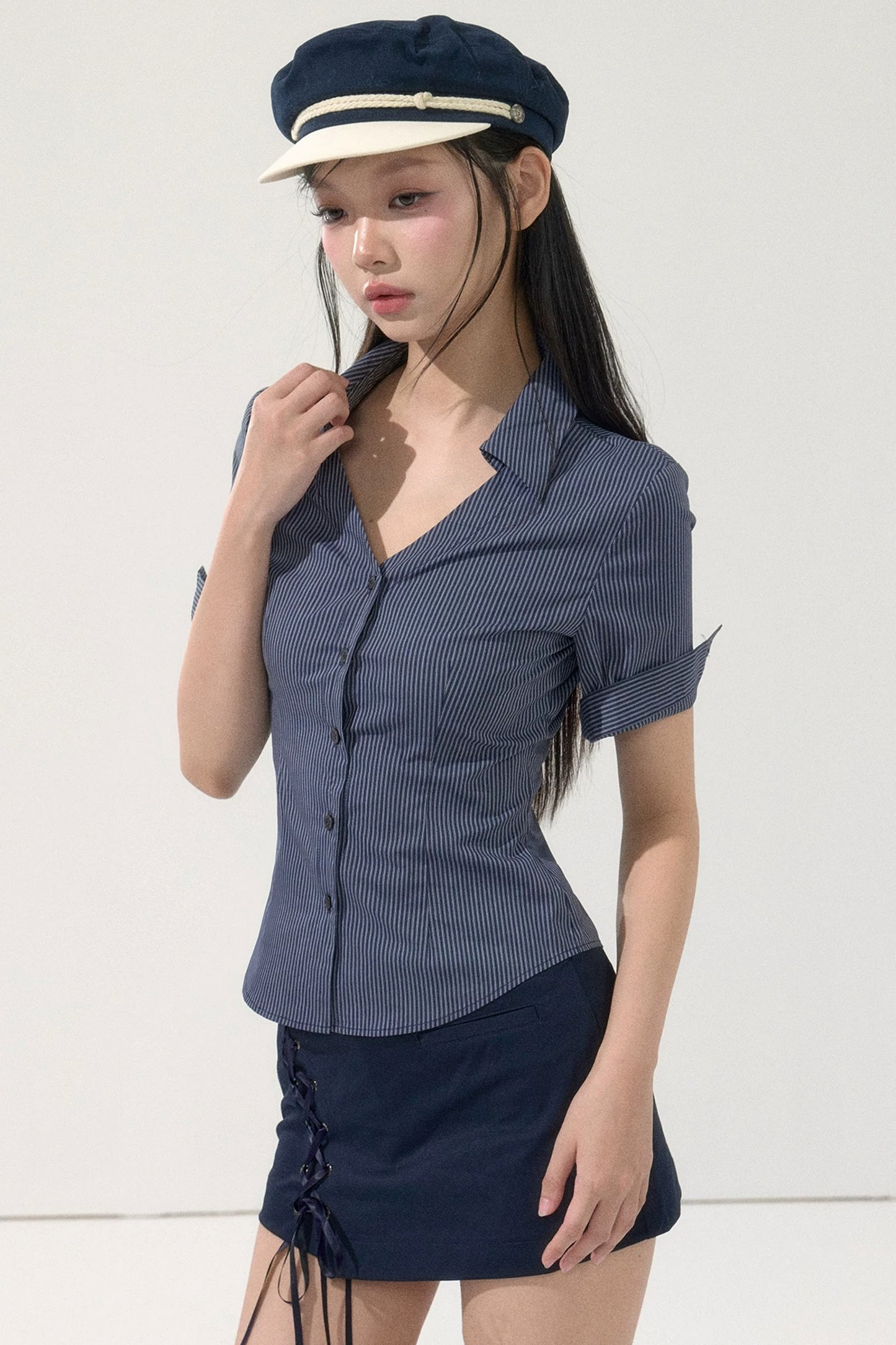 Summer Striped Slim Blouse