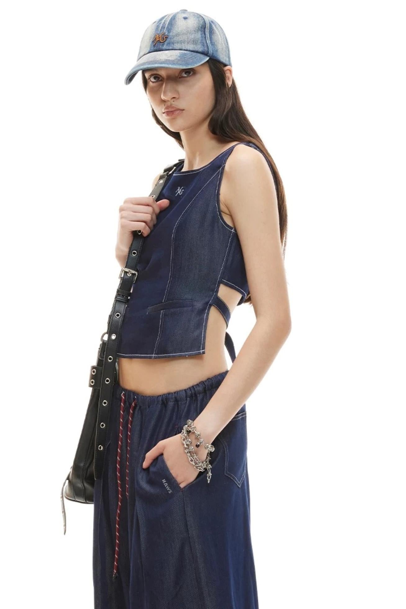 Backless Lyocell Denim Vest