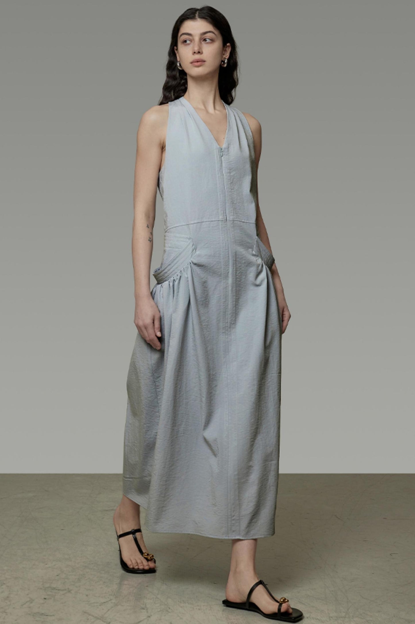 V-Neck Pocket Maxi Dress