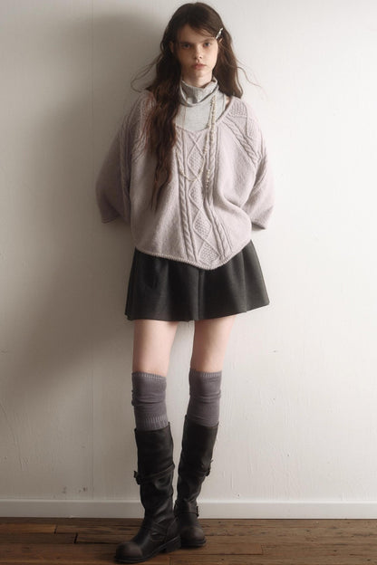 Light Purple Wool Batwing Sweater Set-Up