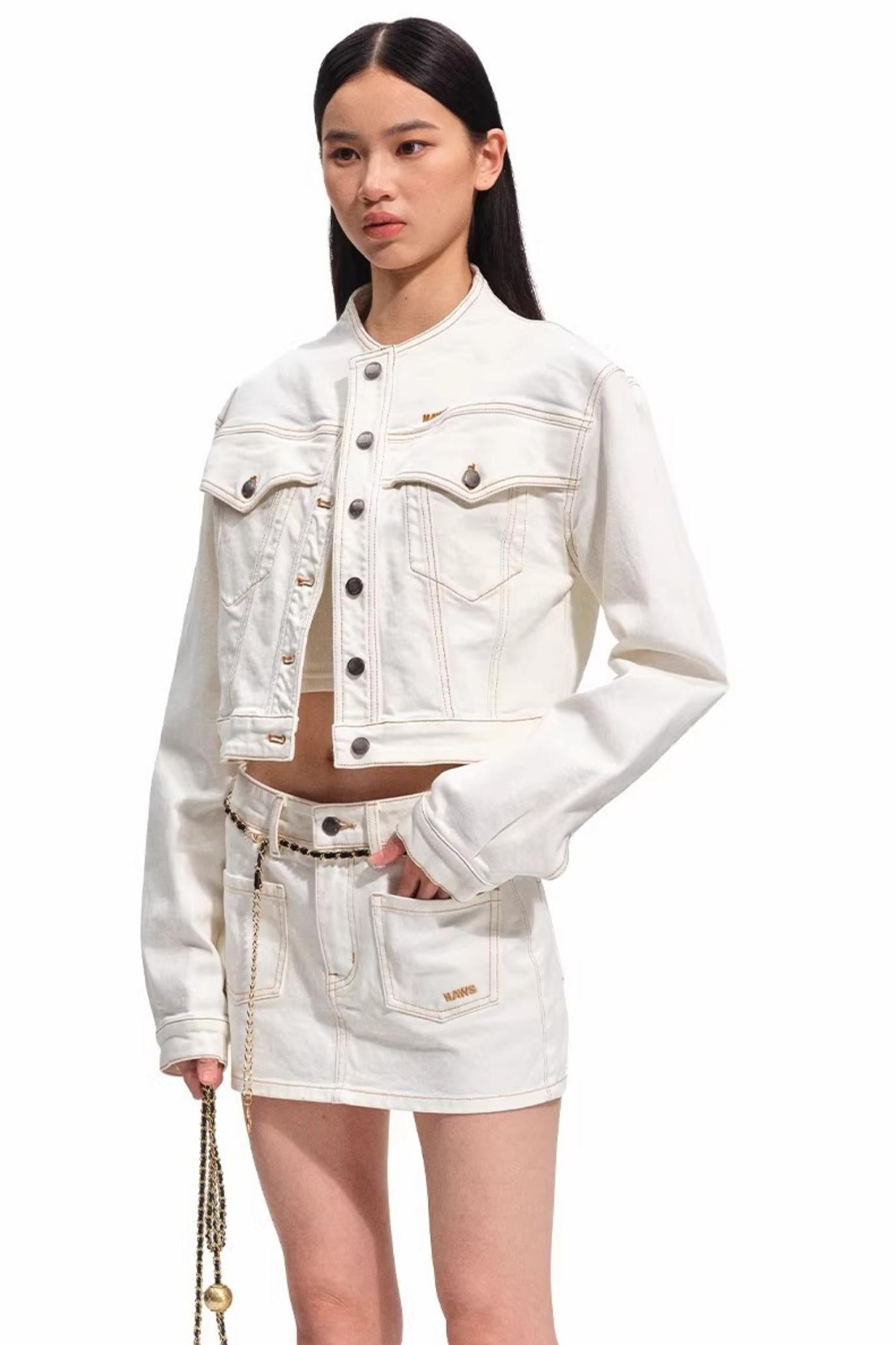 Denim Reverse Pocket Skirt