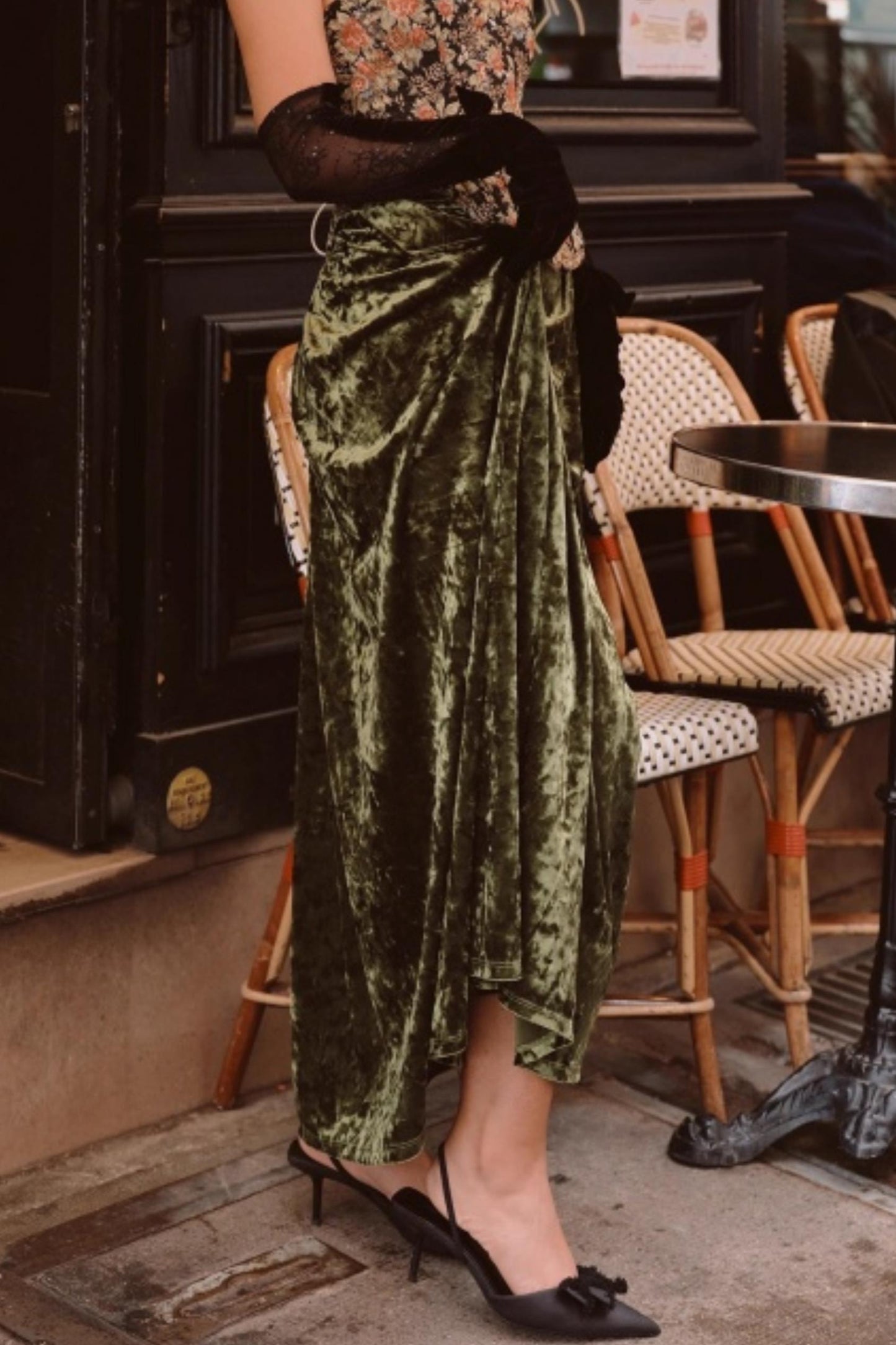 Emerald Velvet Lace Skirt Set-Up