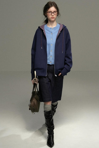 Layer Plaid Hooded Jacket