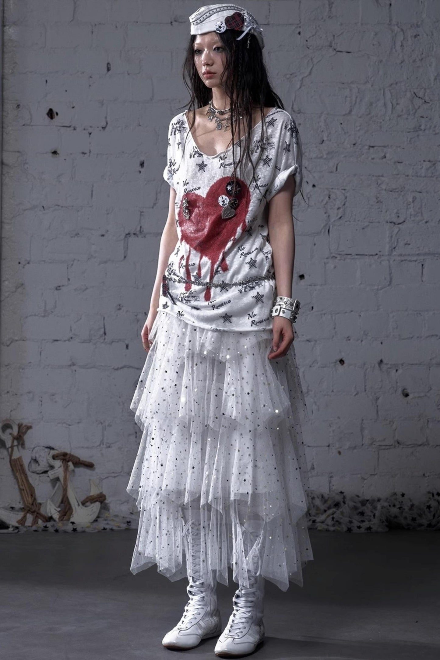 Fairycore Star Tiered Mesh Skirt