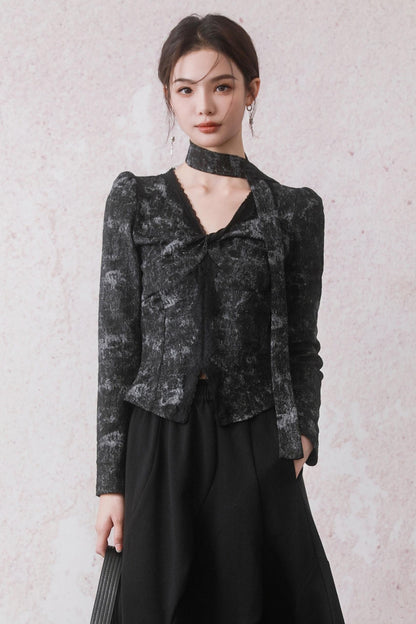 Mist Black Dyed Lace Top