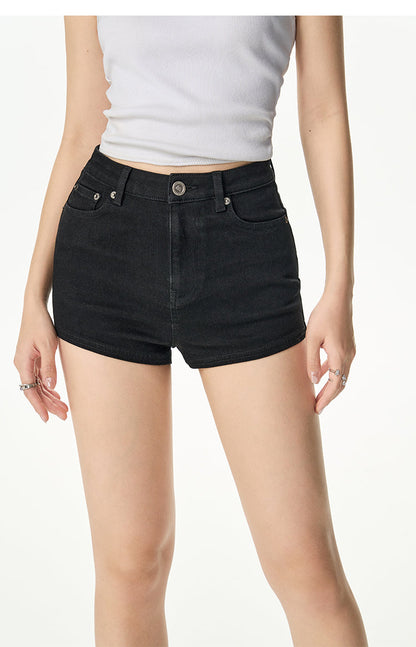 High Waist Black Denim Shorts